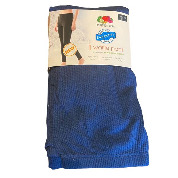 Fruit Of The Loom Women Waffle Knit Thermal Long John Pants Blue XXXL‎ 3X 22 NEW - Picture 1 of 5